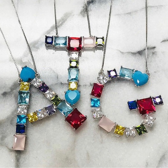 LARGE Multi Colored Initial Letter Necklace-Boutique - Picture 10 of 12